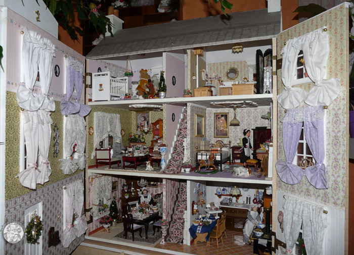 Dolls House 4437 Schlafzimmer Set braun 1:12 Puppenhaus NEU!#