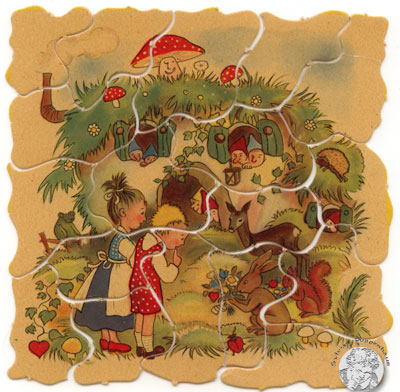 Puzzle mit Märchenmotiven von ca. 1920