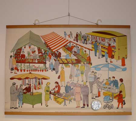 Auf dem Markt - Rollbild für Schulen