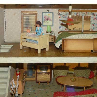 Puppenhaus der Firma Moritz Gottschalk, Marienberg/Erzgebirge, DDR, um 1957