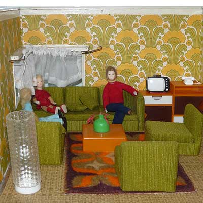 Selbst gebaute westdeutsche Puppenstube, 70er Jahre