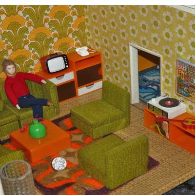 Selbst gebaute westdeutsche Puppenstube, 70er Jahre