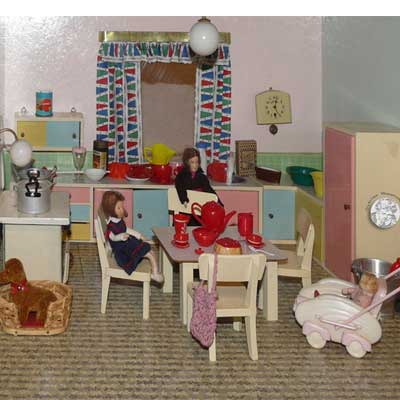 Riesiges Puppenhaus, 1950er/1960er Jahre - Küche