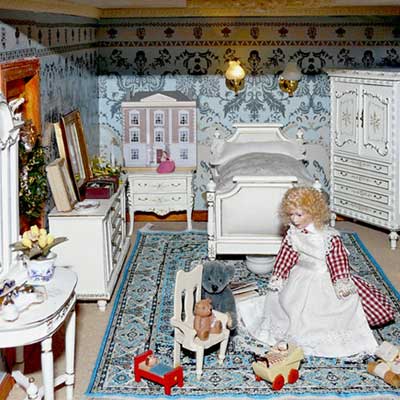 Schlafzimmer mit Kamin