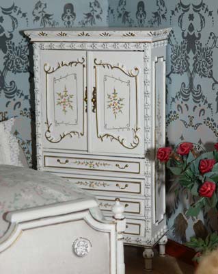 Große 1:12 Puppenstube, das Schlafzimmer rechts