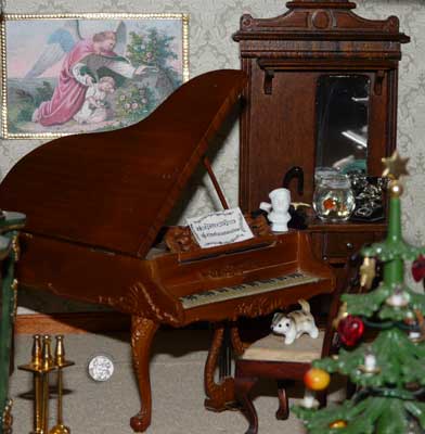 Große 1:12 Puppenstube, der Salon links