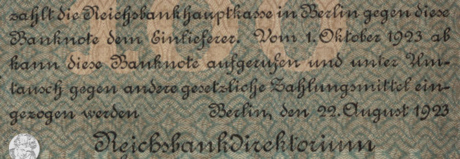 Reichsbanknote von 1923