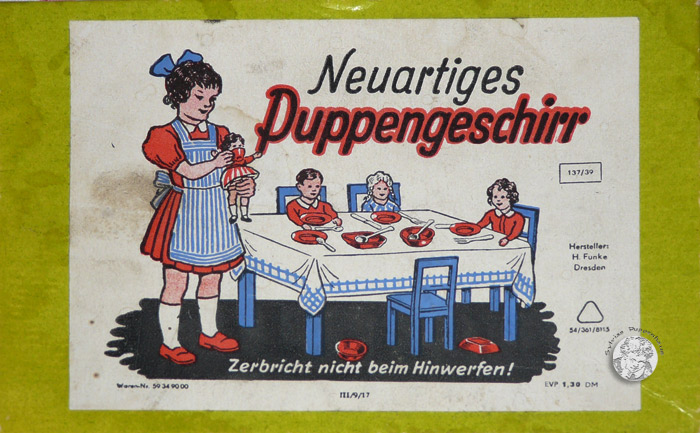 Neuartiges Puppengeschirr, Hersteller: H. Funke Dresden